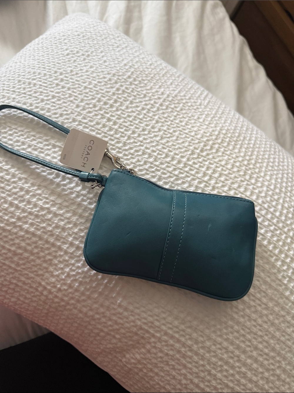 COACH Teal Leather Wristlet